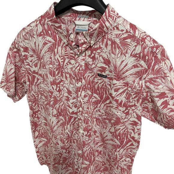 Columbia Sportswear Shirt Men’s Large Red Floral Pattern Short Sleeve - Picture 2 of 6